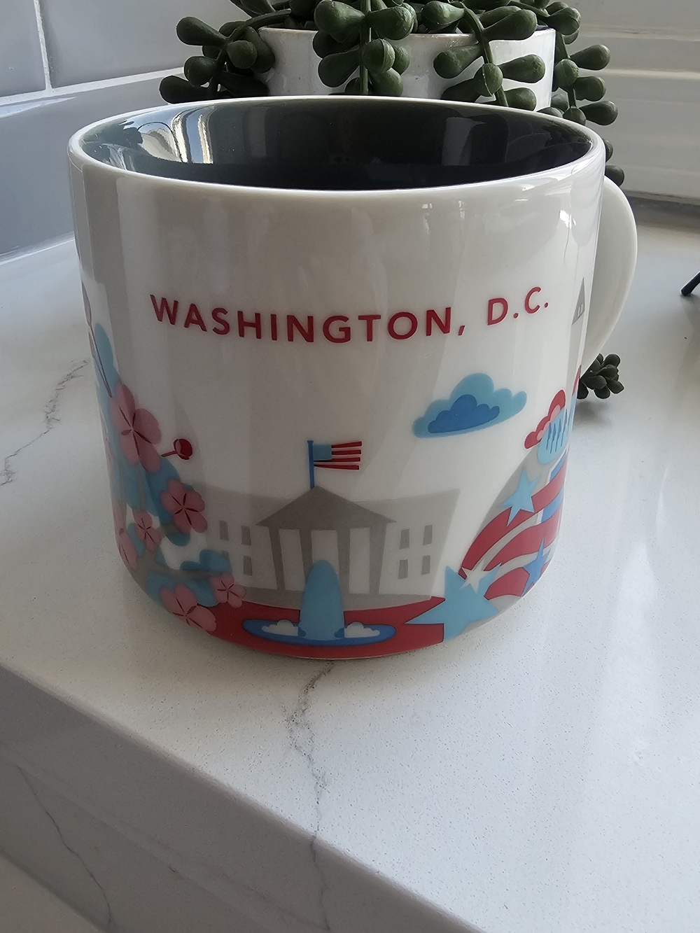 Starbucks Washington, D.C. Ceramic Mug — White with Red & Blue Accents